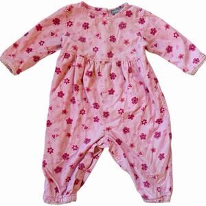 Vintage Carters Corduroy Floral Jumpsuit Snap Closure Flower Buttons Size 12m